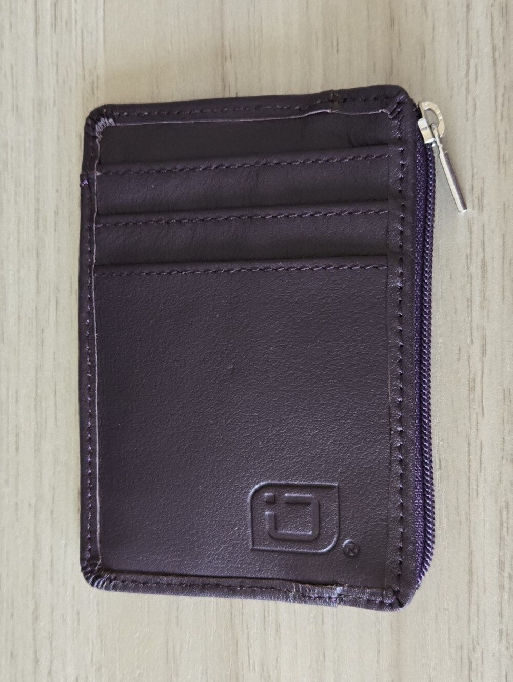 Identity Stronghold RFID Blocking Leather Card Holder Wallet Purple Zip NEW